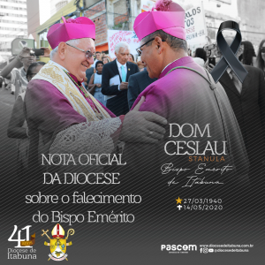 Nota oficial da Diocese sobre o falecimento do Bispo Emérito Dom Ceslau